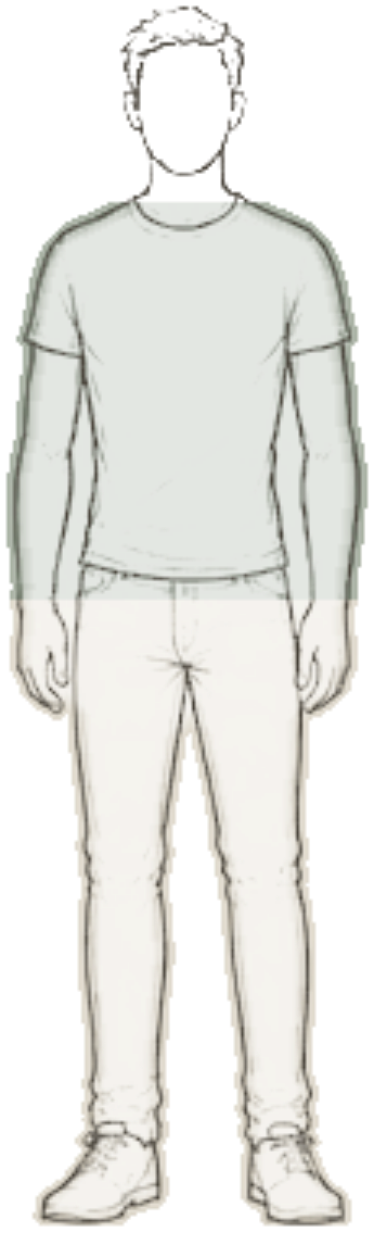 A capsule outfit on a lean build